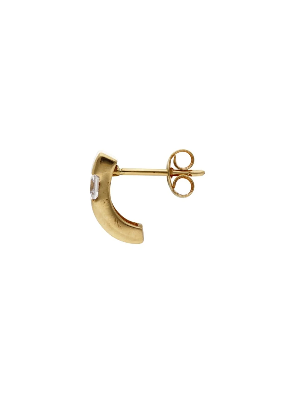 William May 9ct Gold Cubic Zirconia Set Curved Bar Stud Earrings, view 2