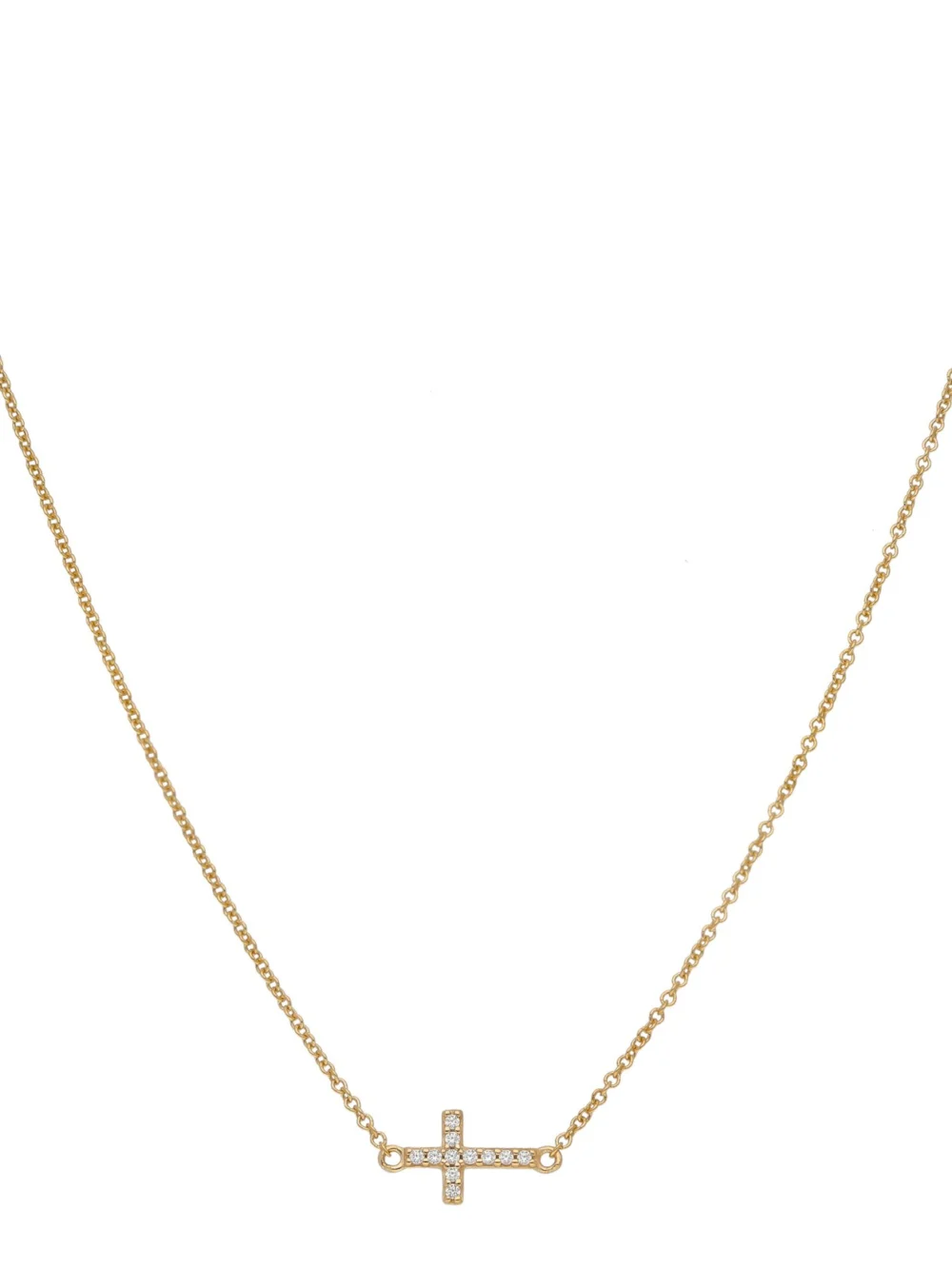 William May 9ct Gold Cubic Zirconia Sideways Resurrection Cross Necklace