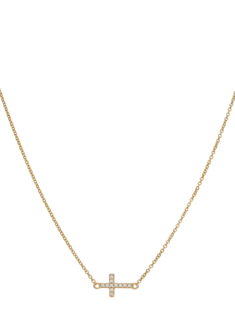 William May 9ct Gold Cubic Zirconia Sideways Resurrection Cross Necklace