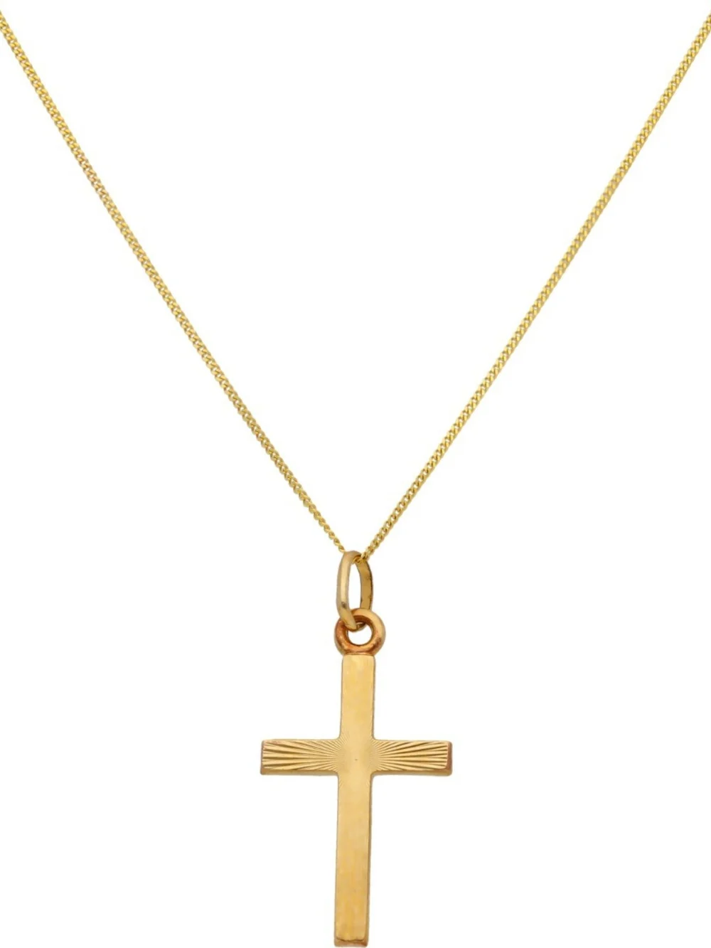 William May 9ct Gold Diamond Cut Cross Pendant & Chain Necklace