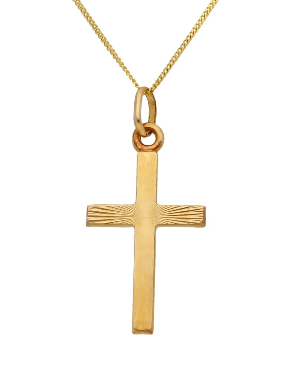 William May 9ct Gold Diamond Cut Cross Pendant & Chain Necklace, view 2