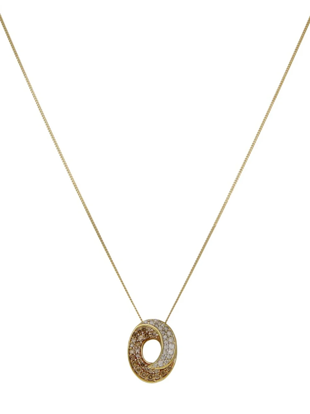 William May 9ct Gold Diamond Oval Wave Pendant & Chain Necklace, view 2
