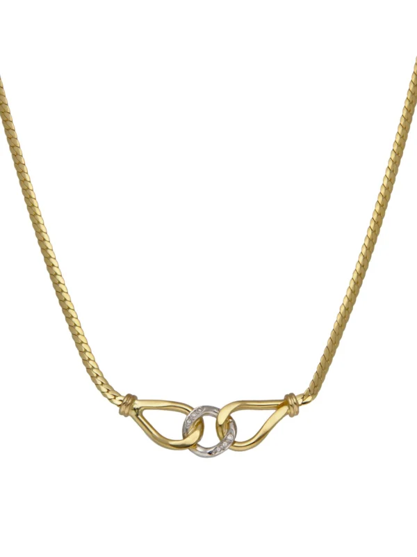 William May 9ct Gold Diamond Set 16" Entwined Linked Necklet