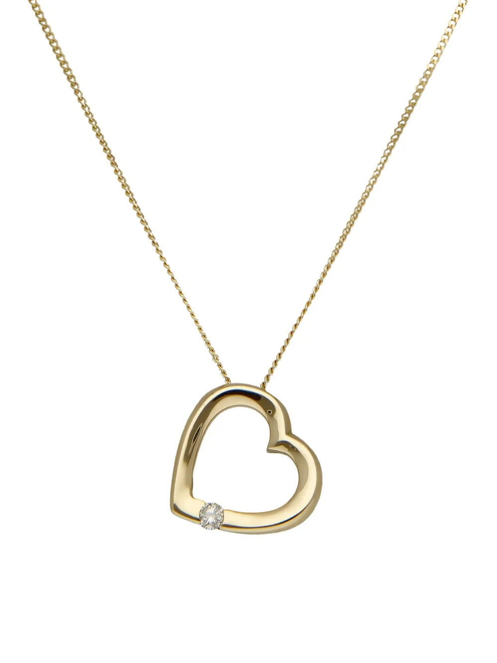 William May 9ct Gold Diamond Set Heart Pendant & Chain Necklace