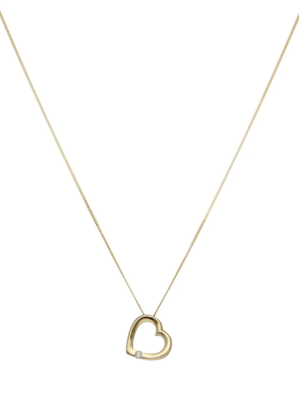 William May 9ct Gold Diamond Set Heart Pendant & Chain Necklace, view 2