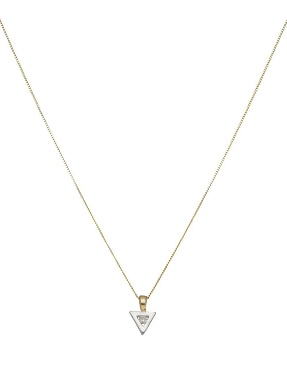 William May 9ct Gold Diamond Set Triangle Pendant & Chain Necklace