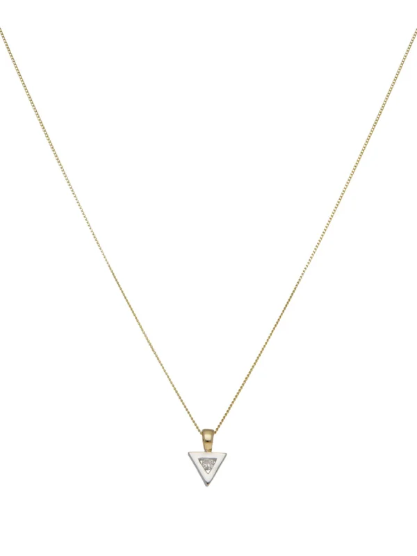 William May 9ct Gold Diamond Set Triangle Pendant & Chain Necklace