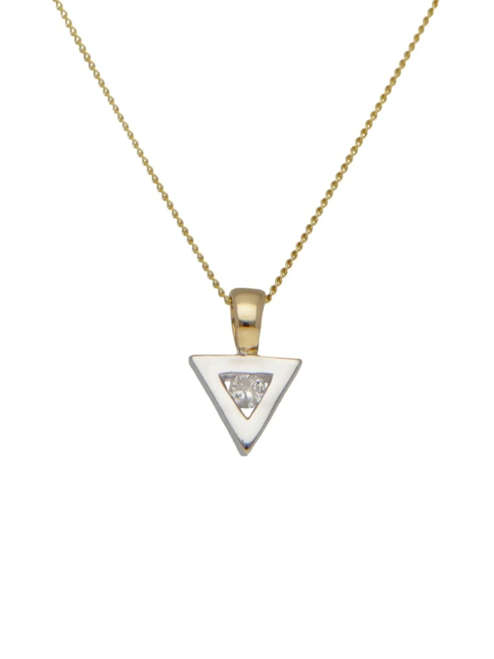 William May 9ct Gold Diamond Set Triangle Pendant & Chain Necklace, view 2