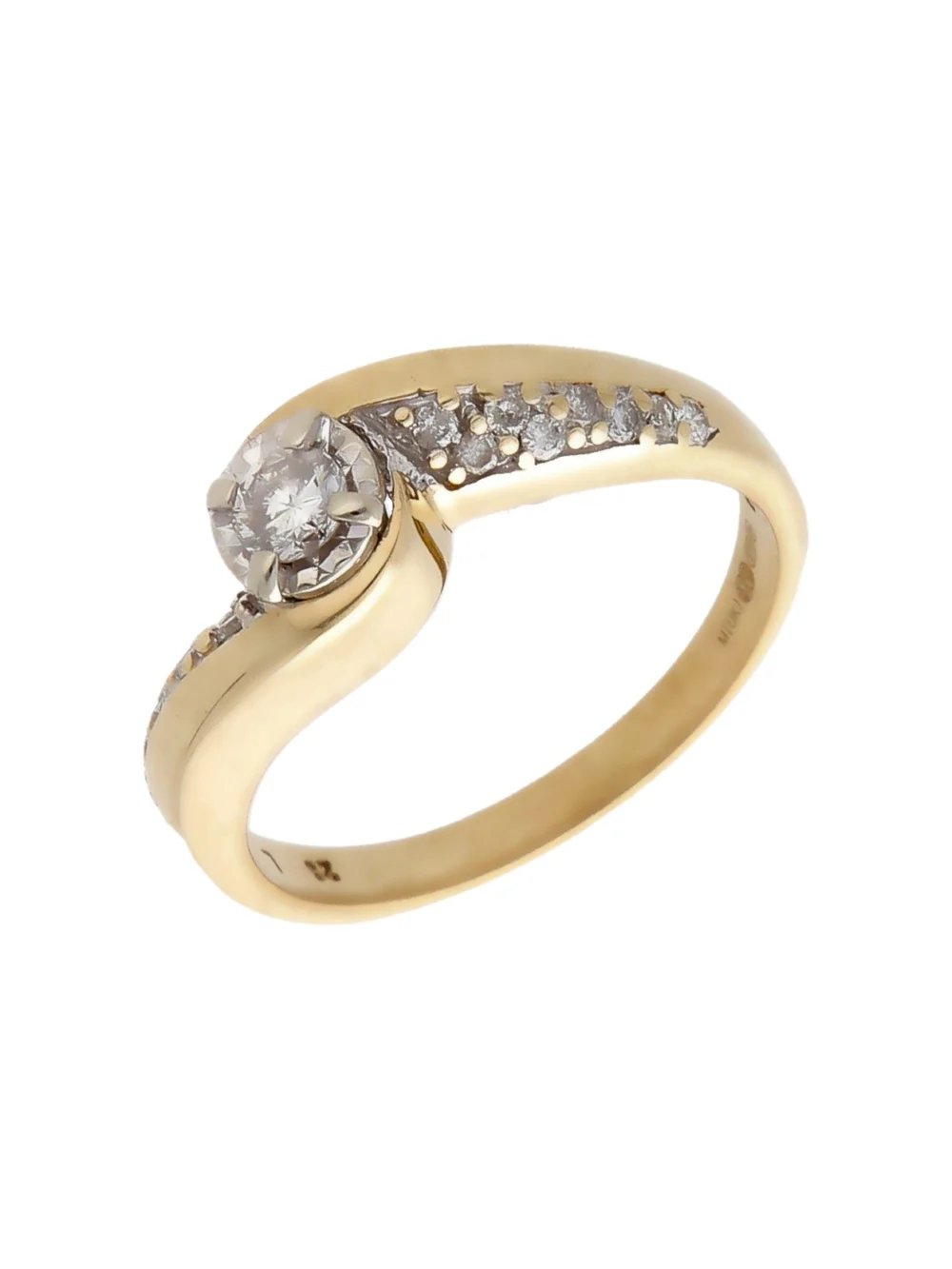 William May 9ct Gold Diamond Solitaire & Shoulders Twist Ring
