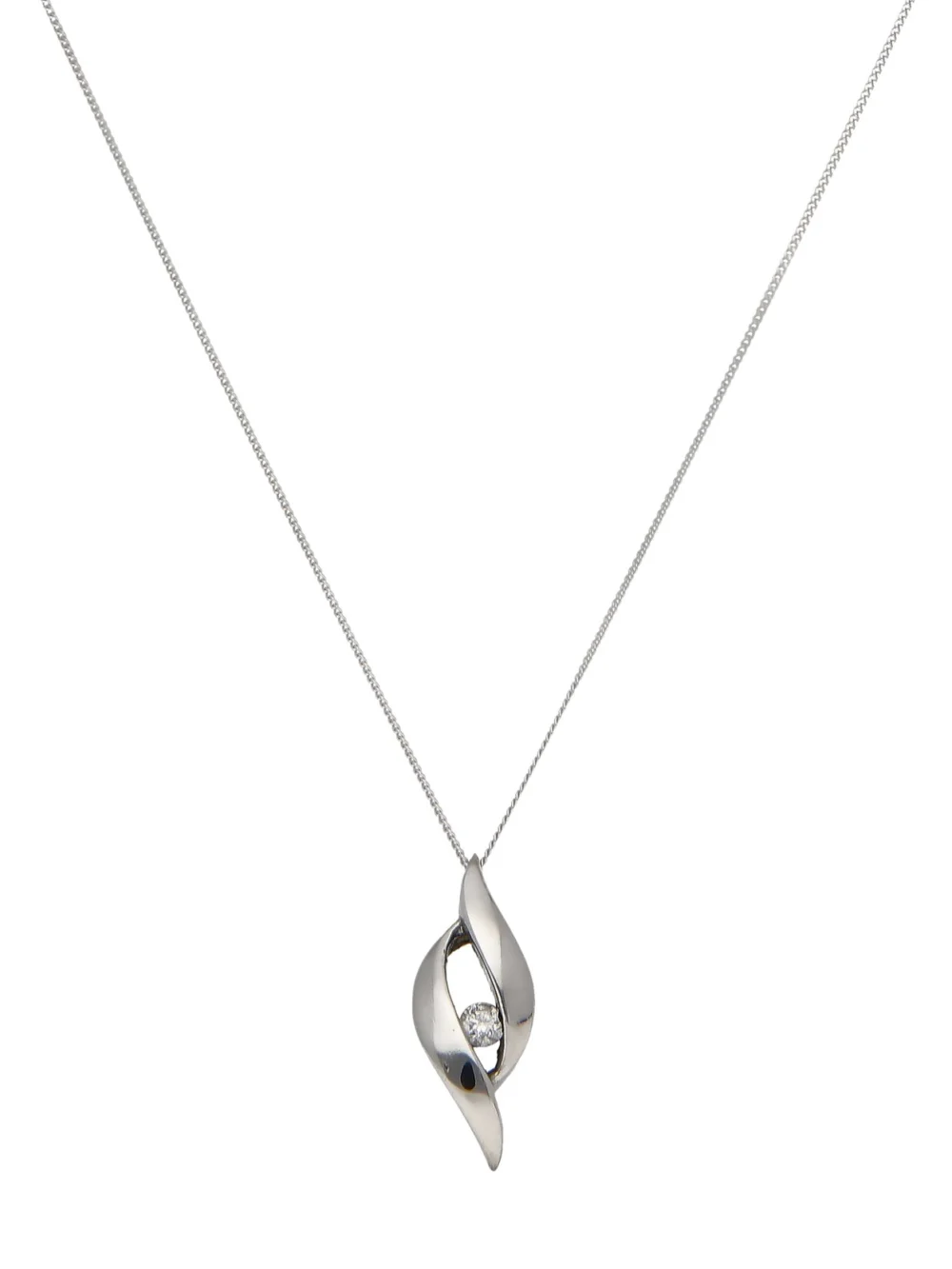 William May 9ct Gold Diamond Wave Pendant & Chain Necklace
