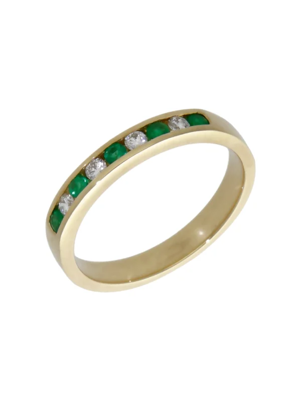 William May 9ct Gold Emerald & Diamond Set Half Eternity Ring