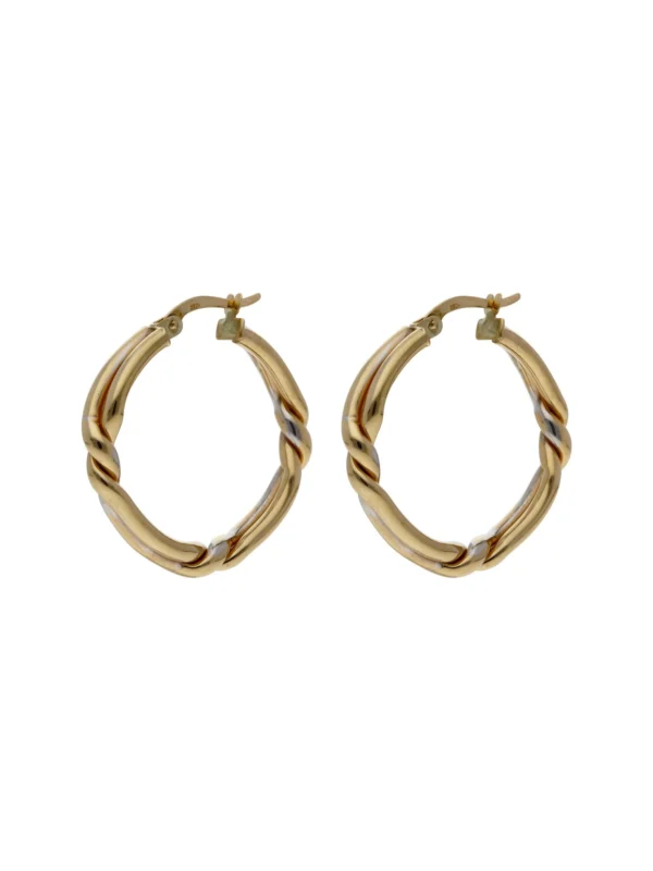 William May 9ct Gold Fancy Twist Hoop Creole Earrings