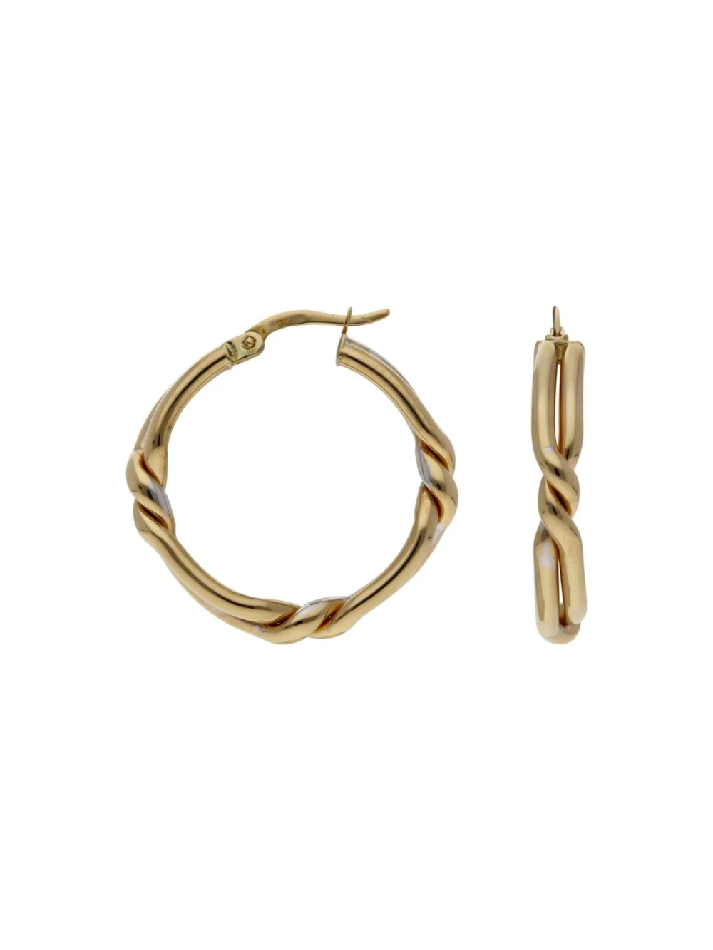William May 9ct Gold Fancy Twist Hoop Creole Earrings, view 2