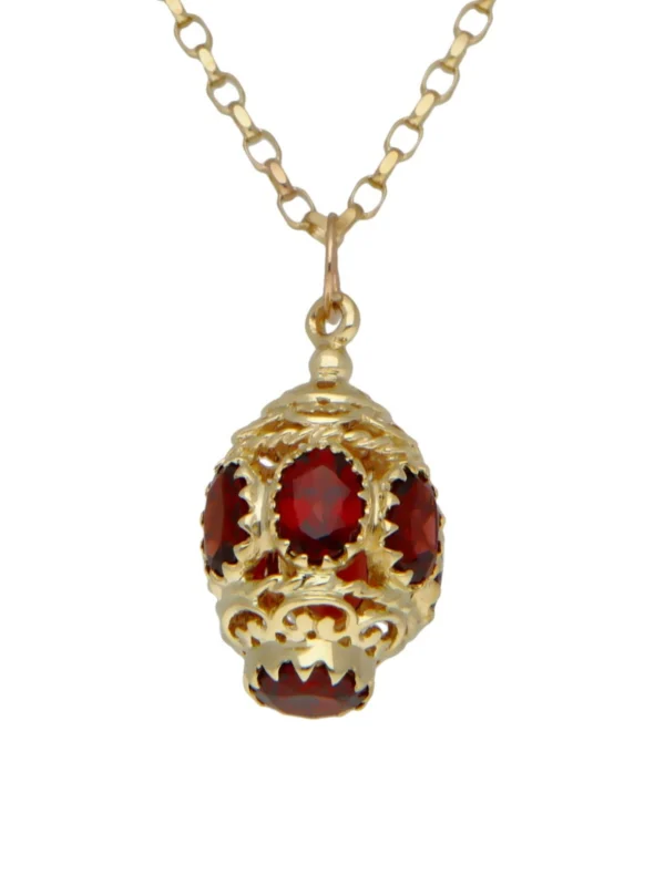 William May 9ct Gold Garnet Lantern Fob Pendant & Chain Necklace