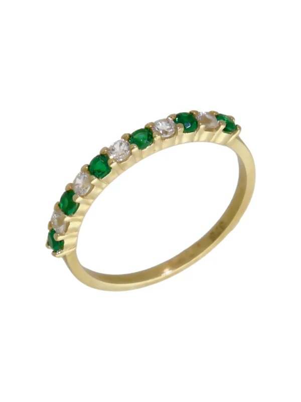 William May 9ct Gold Green & White Cubic Zirconia Half Eternity Ring