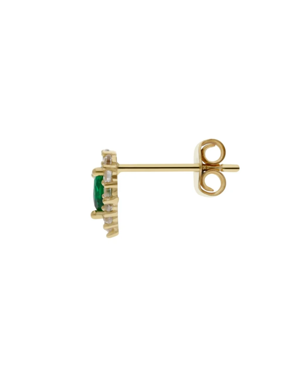 William May 9ct Gold Green & White Cubic Zirconia Heart Stud Earrings, view 2