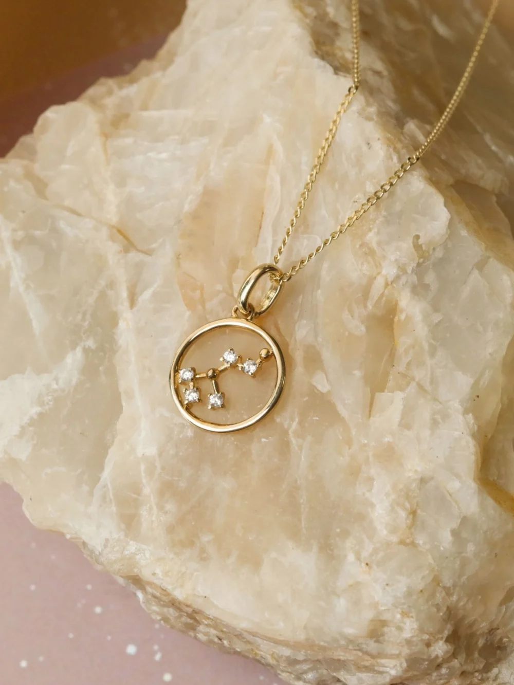 William May 9ct Gold Leo Constellation Cubic Zirconia Pendant & Chain, view 5