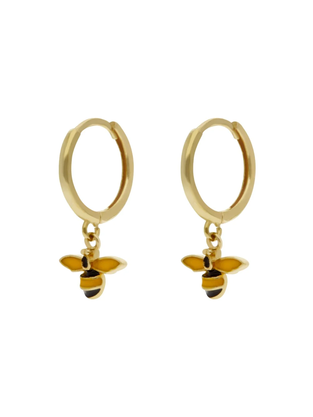 William May 9ct Gold Manchester Bee Charm Drop Huggie Hoop Earrings