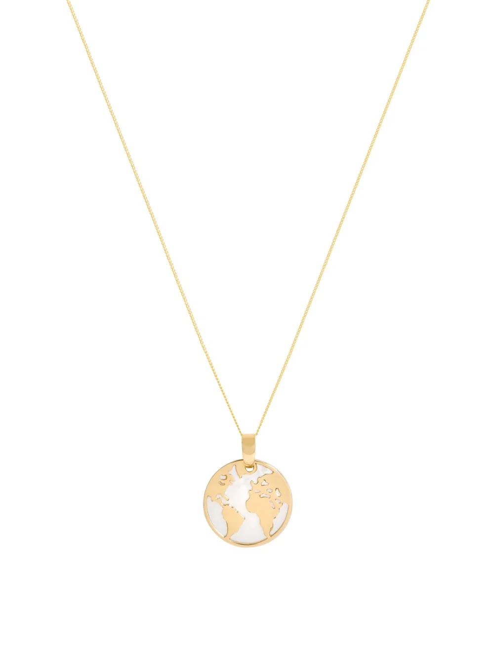 William May 9ct Gold Mother of Pearl World Map Pendant & 18" Necklace