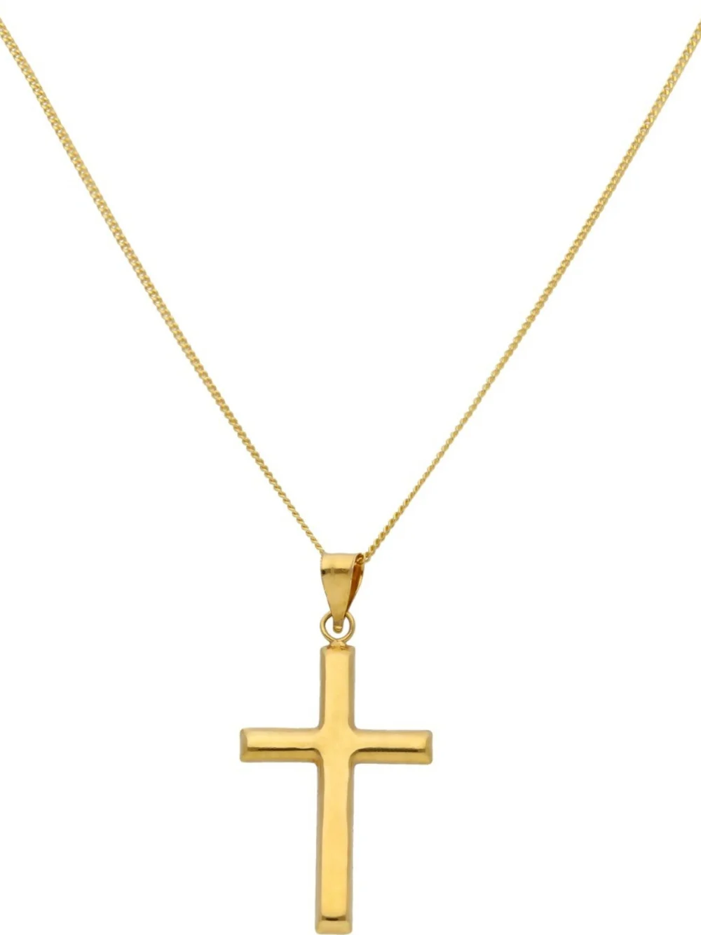 William May 9ct Gold Polished Cross Pendant and 18 Inch Chain Necklace