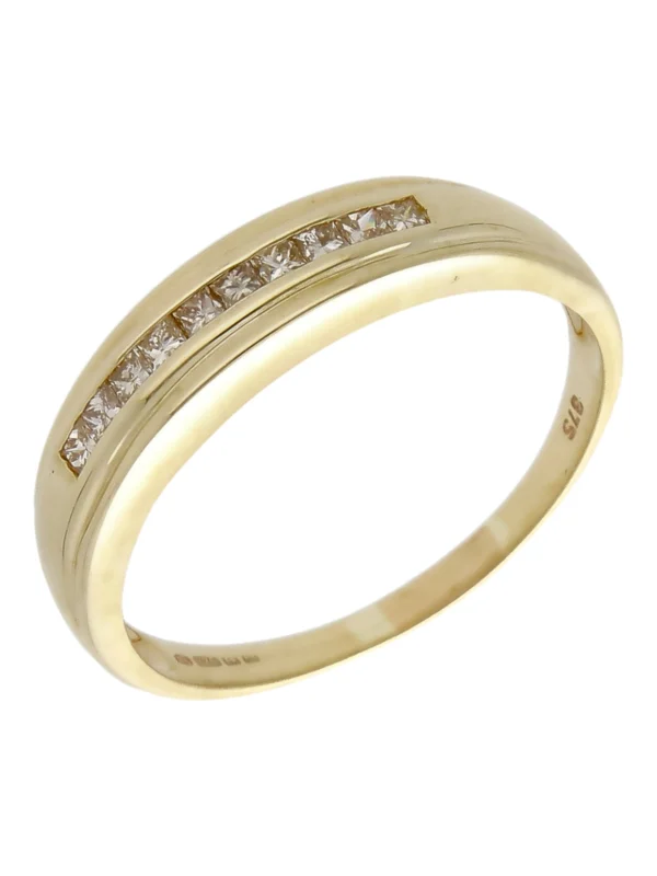 William May 9ct Gold Princess Cut Diamond Half Eternity Band Ring