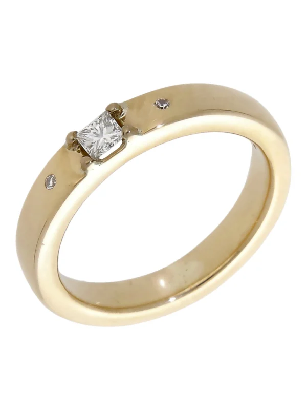 William May 9ct Gold Princess Cut Diamond Solitaire Band Ring