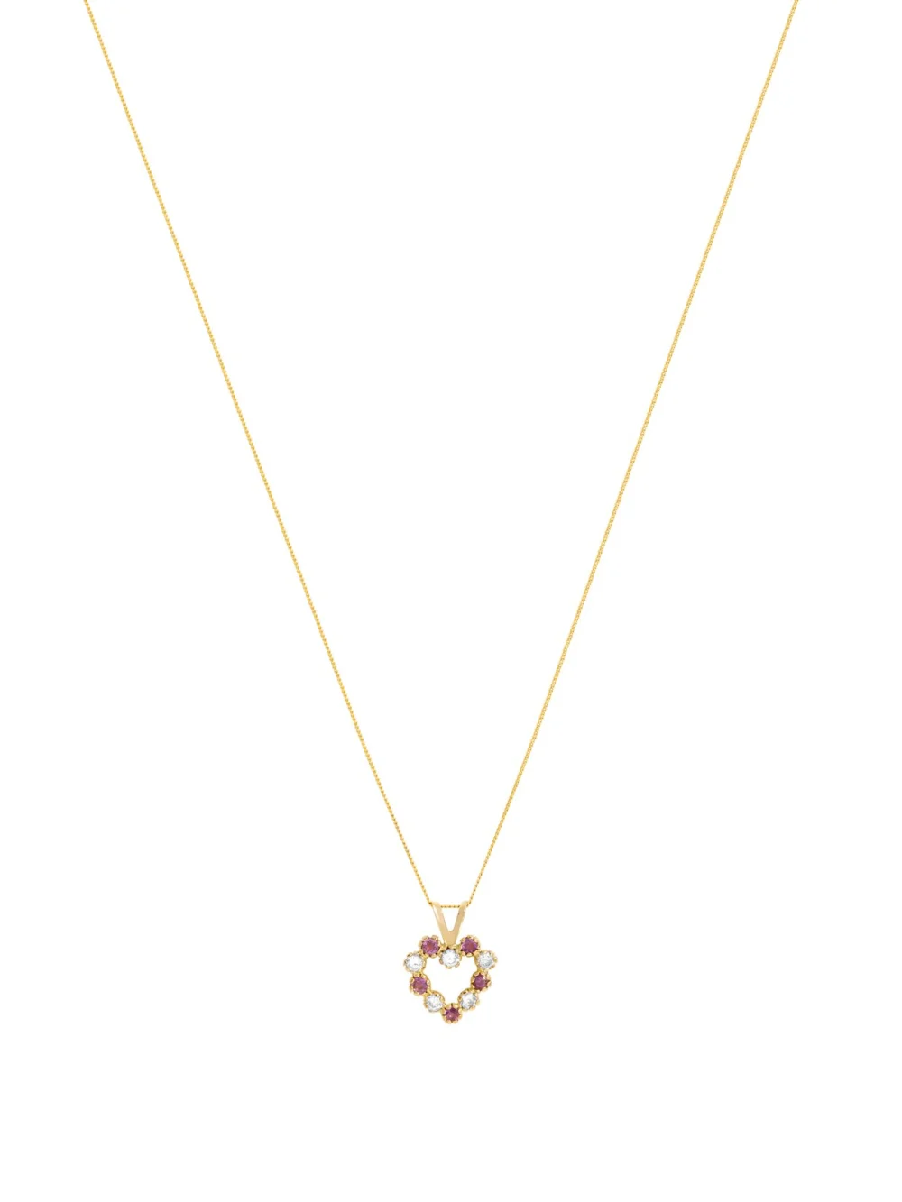 William May 9ct Gold Purple & White Cubic Zirconia Heart & 18" Necklace