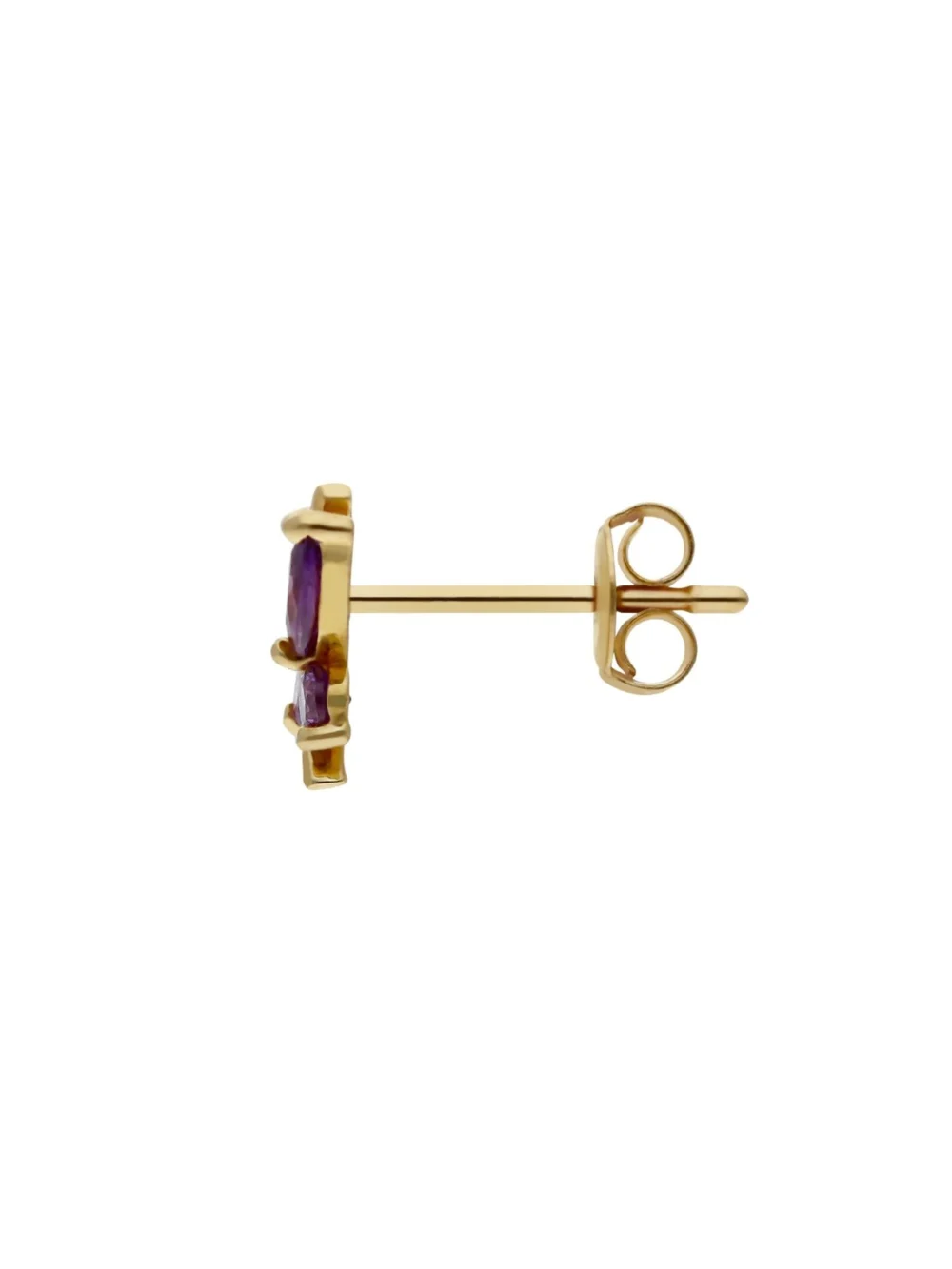 William May 9ct Gold Purple Cubic Zirconia Butterfly Stud Earrings, view 2