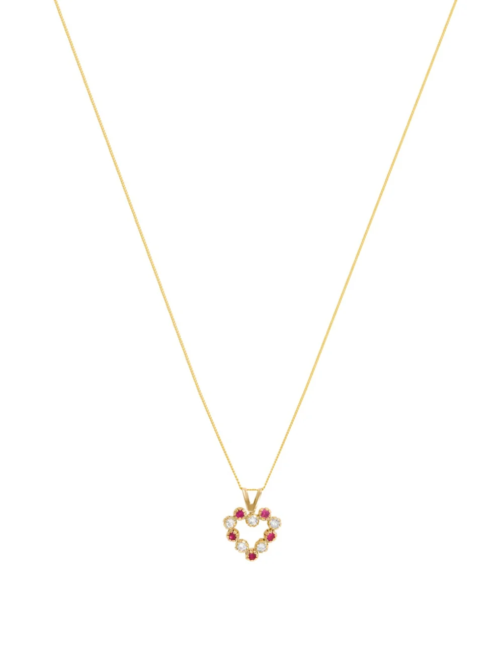 William May 9ct Gold Red & White Cubic Zirconia Heart & 18" Necklace