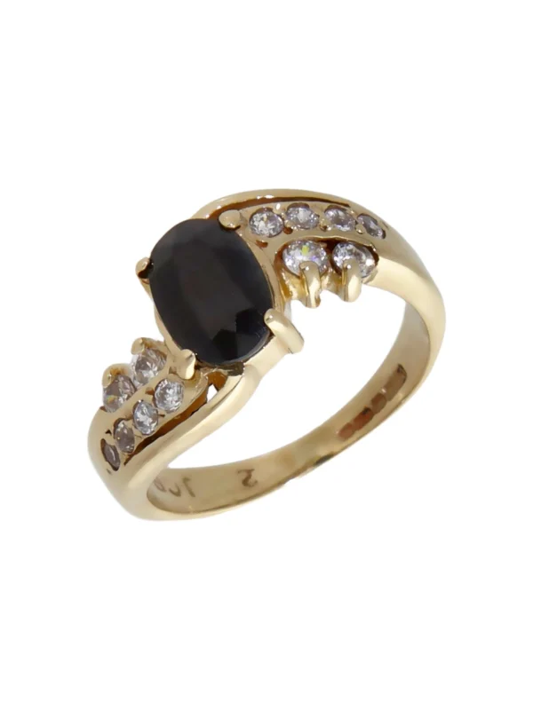 William May 9ct Gold Sapphire & Cubic Zirconia Wave Twist Ring