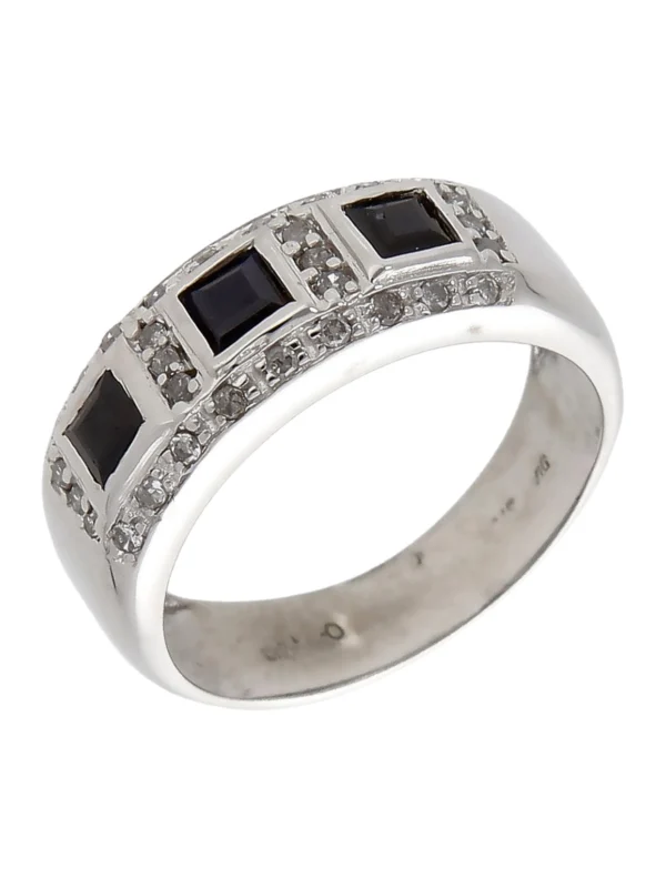 William May 9ct Gold Sapphire & Diamond Trilogy Band Dress Ring