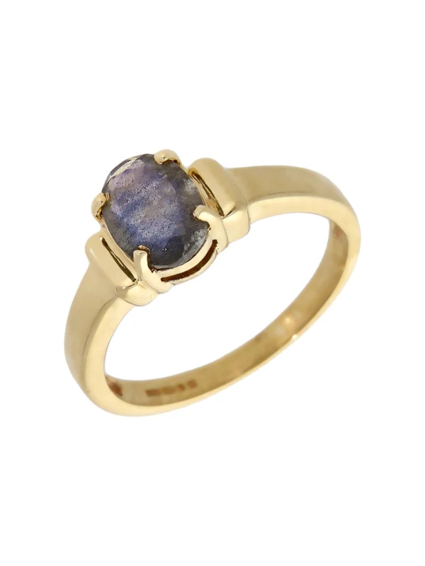 William May 9ct Gold Simulated Blue Gemstone Solitaire Dress Ring
