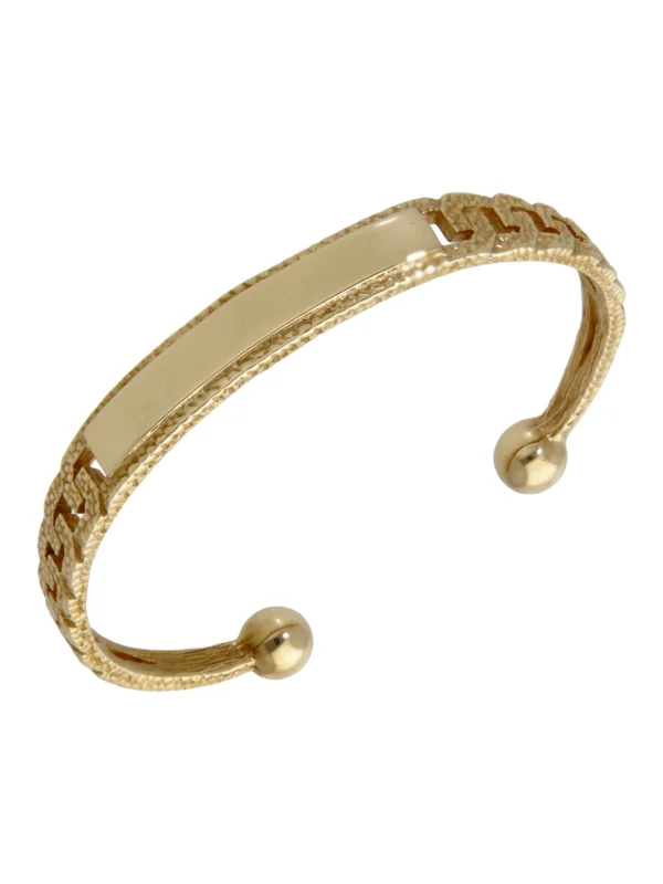 William May 9ct Gold Solid Identity Bar Curb Link Torque Bangle