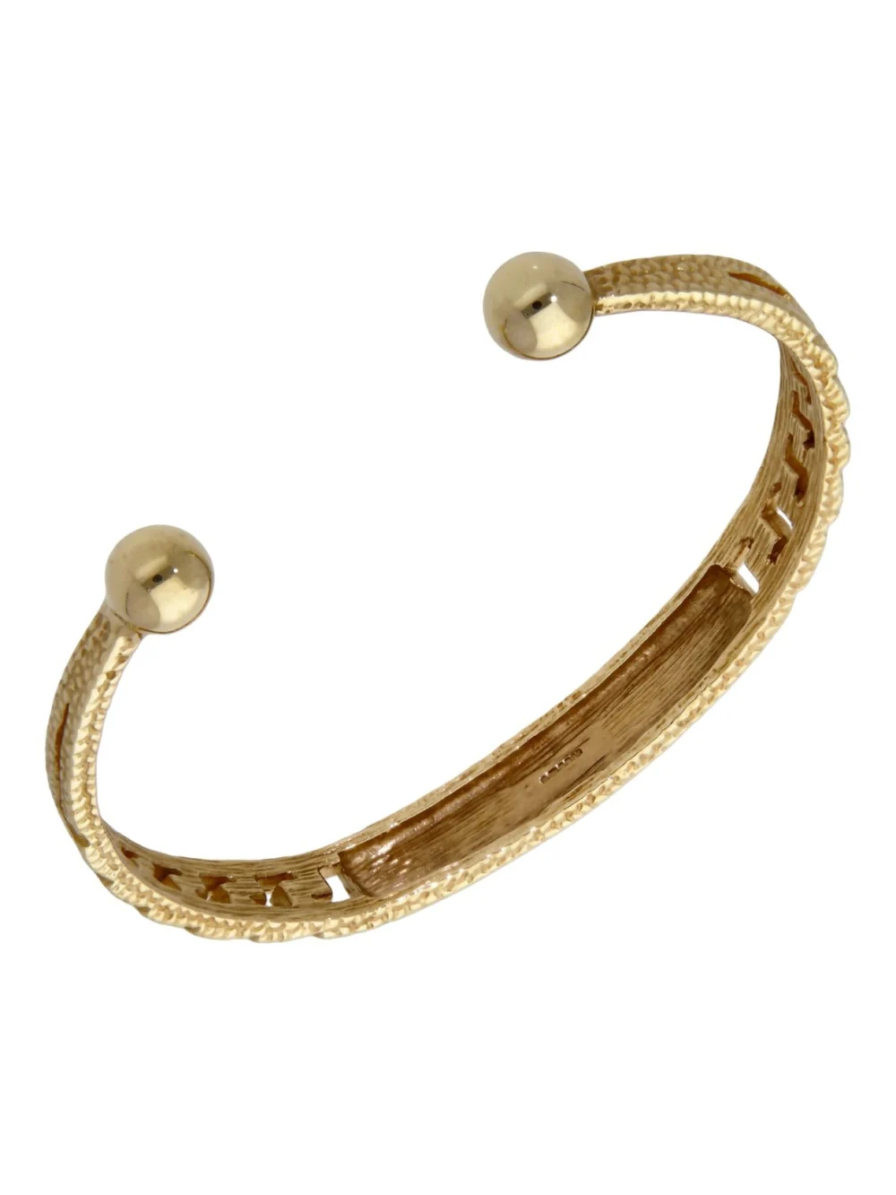 William May 9ct Gold Solid Identity Bar Curb Link Torque Bangle, view 4