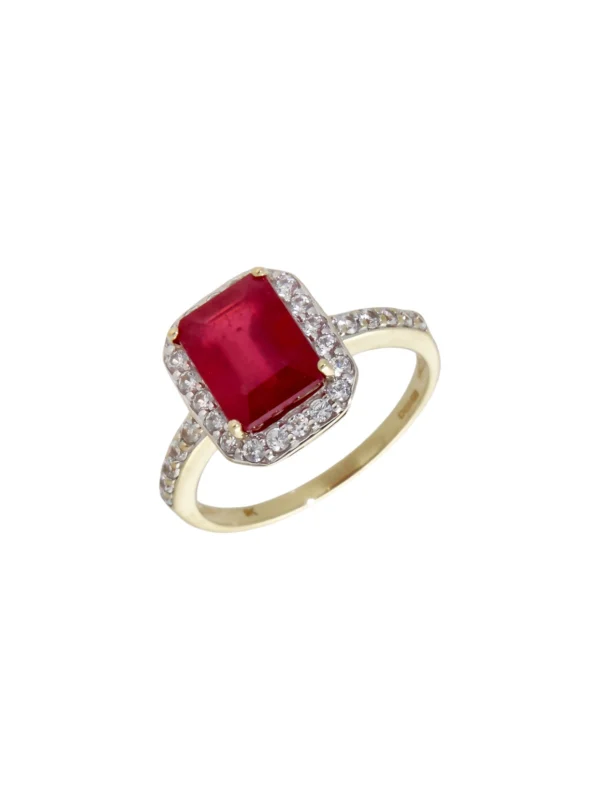 William May 9ct Gold Synthetic Ruby & Spinel Halo Cluster Ring