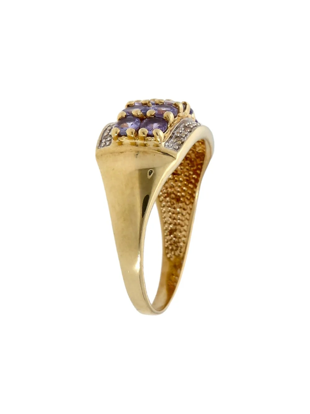 William May 9ct Gold Tanzanite & Diamond Multi Row Dress Ring, view 2
