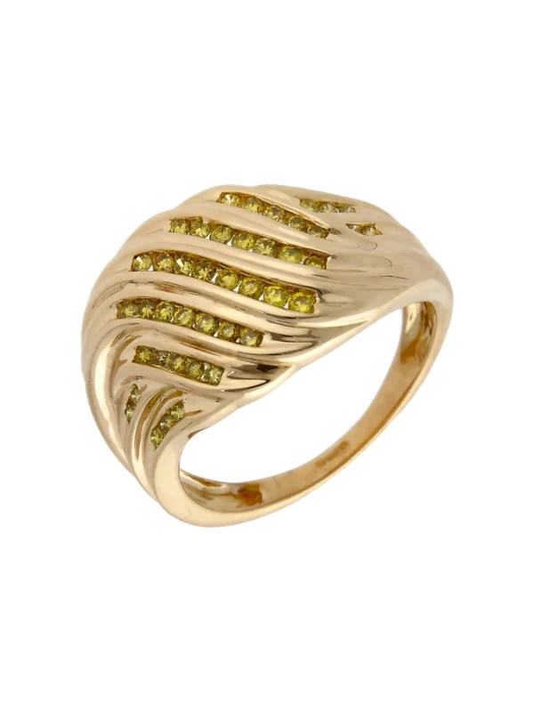 William May 9ct Gold Yellow Diamond Domed Wave Dress Ring