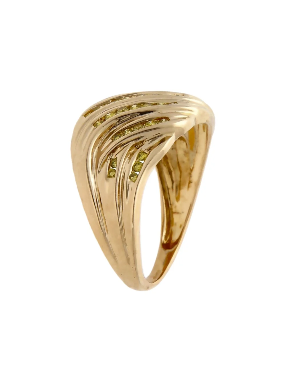 William May 9ct Gold Yellow Diamond Domed Wave Dress Ring, view 2