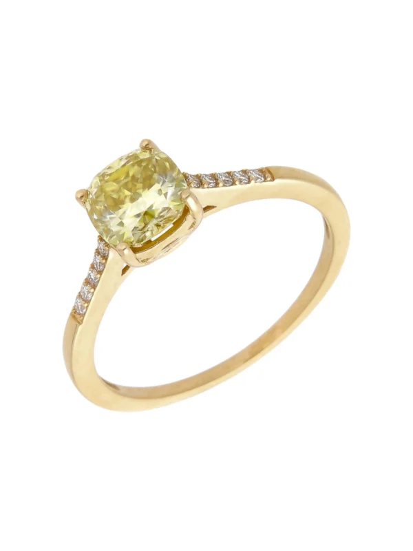 William May 9ct Gold Yellow Moissanite Solitaire Dress Ring