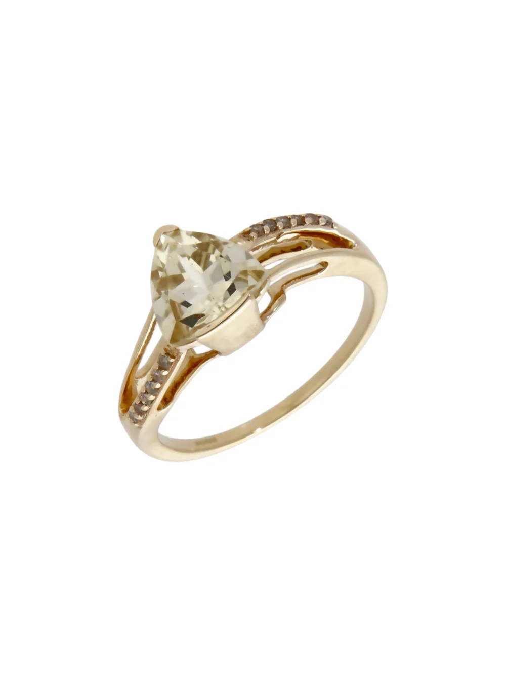 William May 9ct Gold Yellow Quartz & Diamond Dress Ring