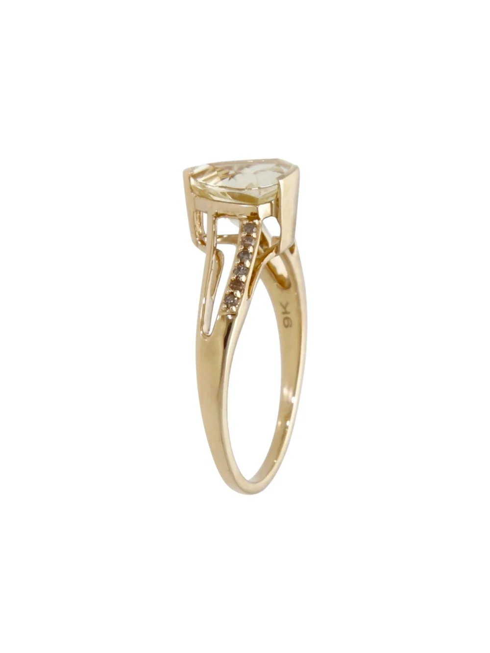 William May 9ct Gold Yellow Quartz & Diamond Dress Ring, view 2