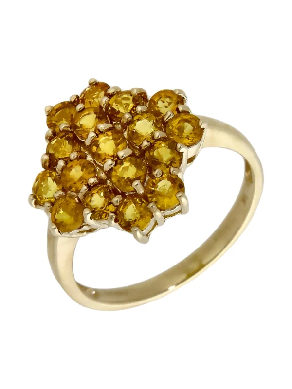 William May 9ct Gold Yellow Topaz Cluster Ring