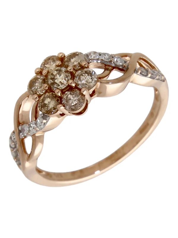William May 9ct Rose Gold 0.50ct Champagne Diamond Cluster Ring
