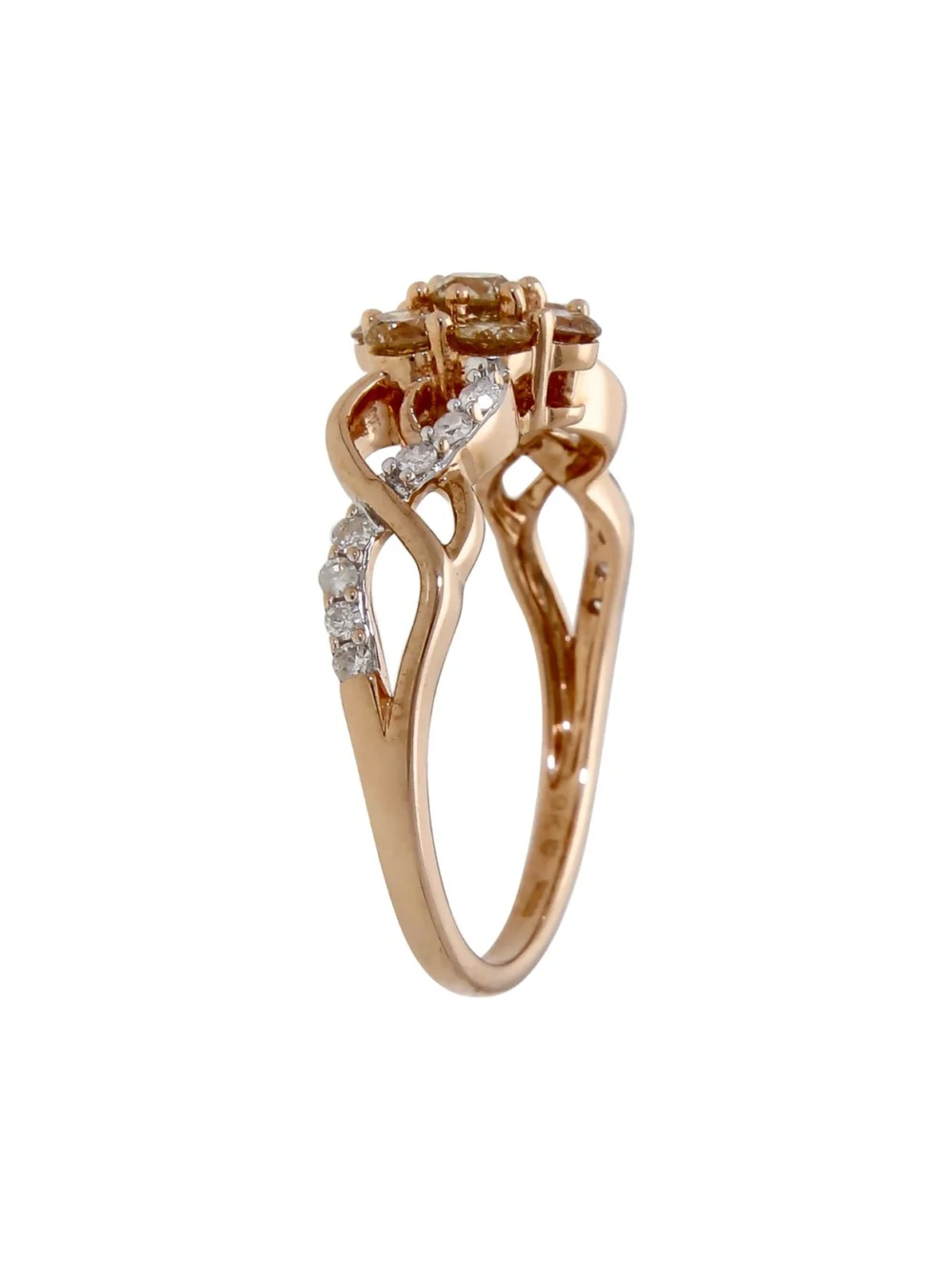William May 9ct Rose Gold 0.50ct Champagne Diamond Cluster Ring, view 2
