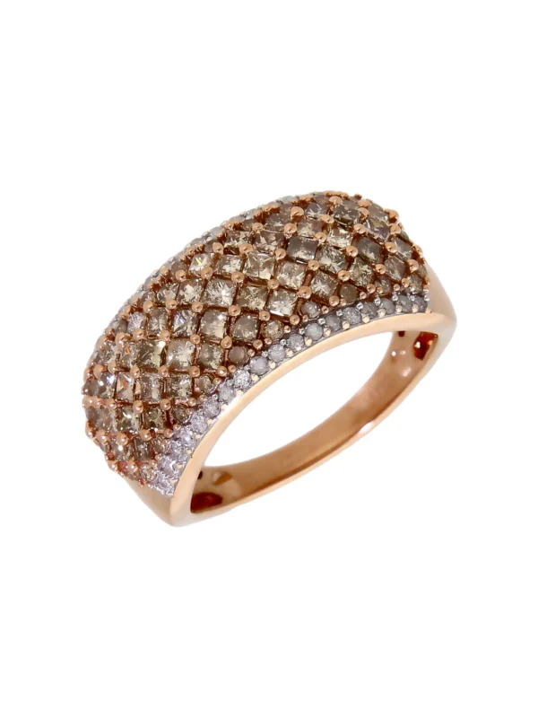 William May 9ct Rose Gold 1.20ct Champagne Diamond Cluster Ring