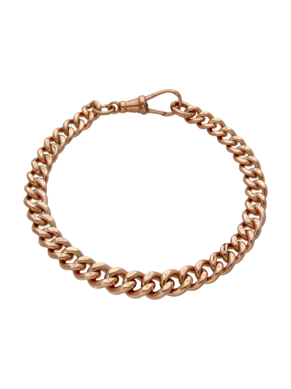 William May 9ct Rose Gold 7.5" Graduated Albert Link Bracelet