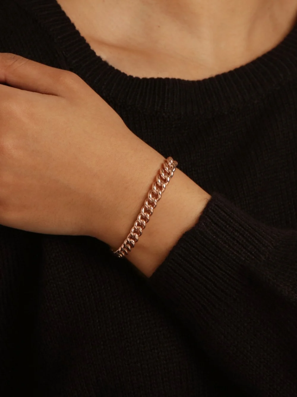 William May 9ct Rose Gold 7.5" Graduated Albert Link Bracelet, view 2