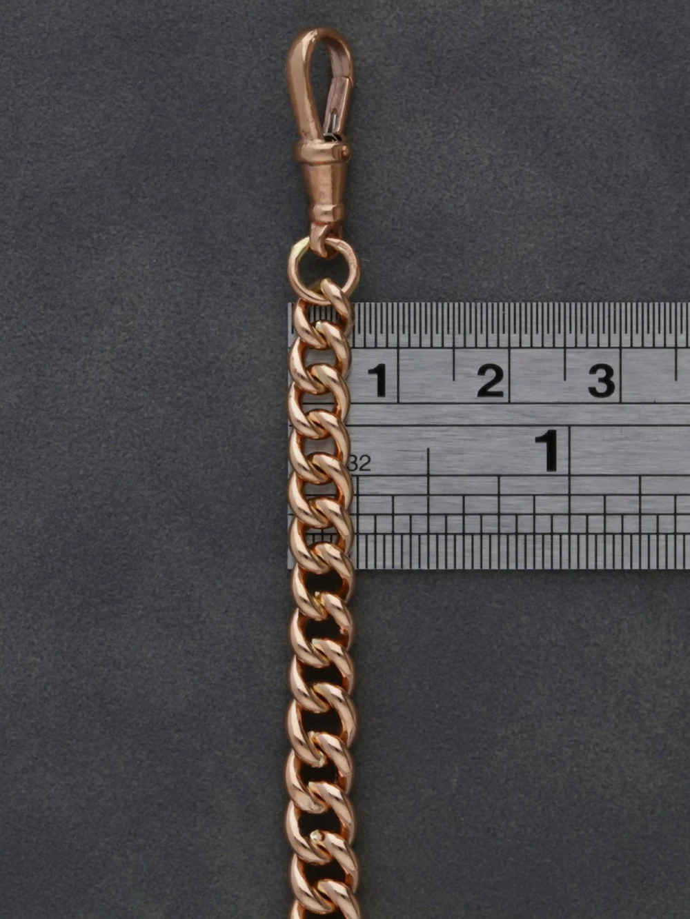 William May 9ct Rose Gold 7.5" Graduated Albert Link Bracelet, view 3