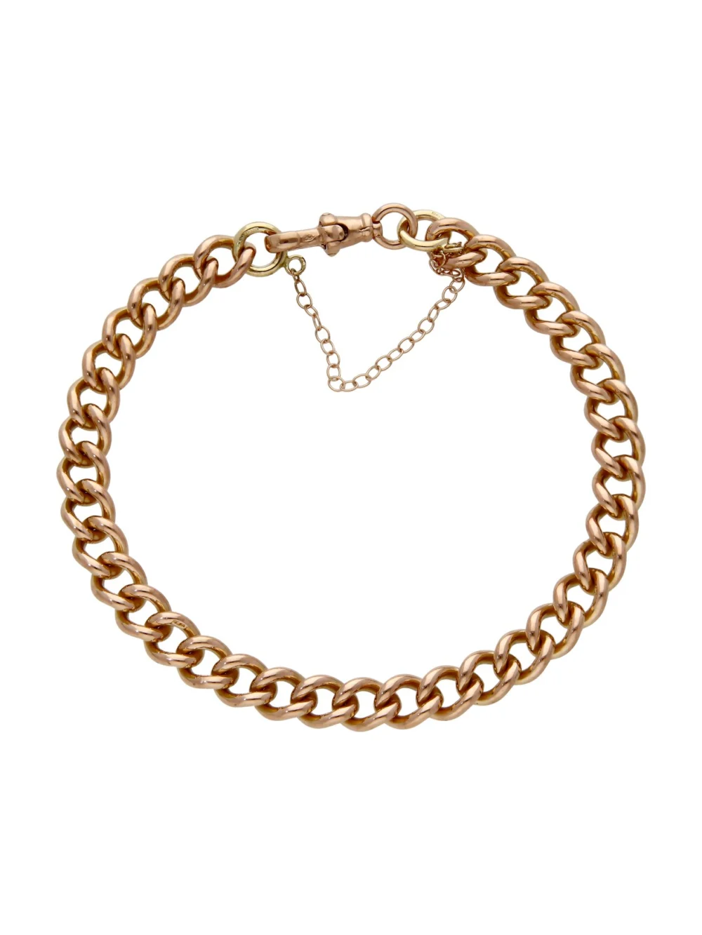 William May 9ct Rose Gold Albert Link Bracelet & Safety Chain