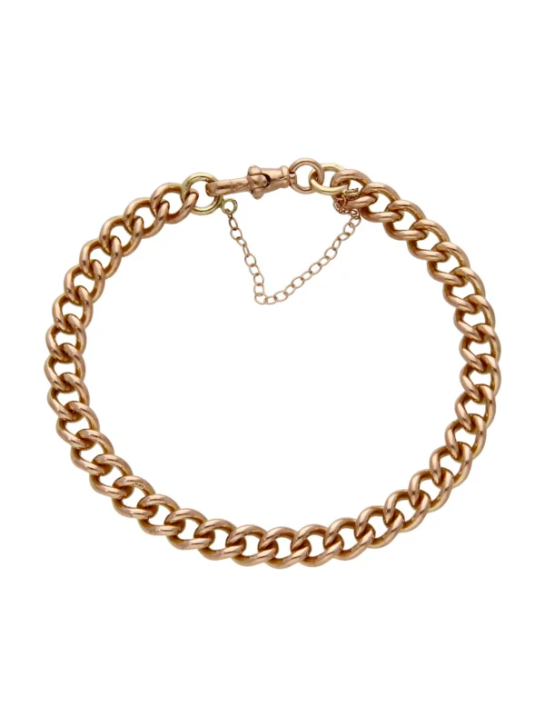 William May 9ct Rose Gold Albert Link Bracelet & Safety Chain